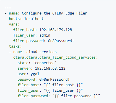 Configuring a new Edge Filer with the CTERA Ansible Collection