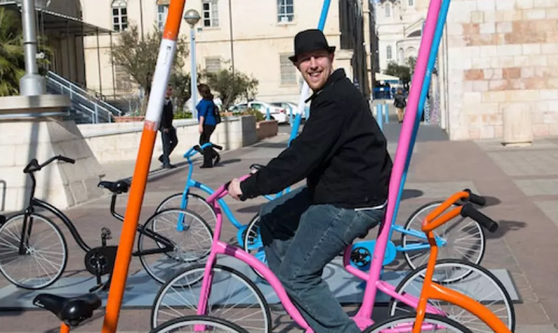 CTERA employee on bicycle